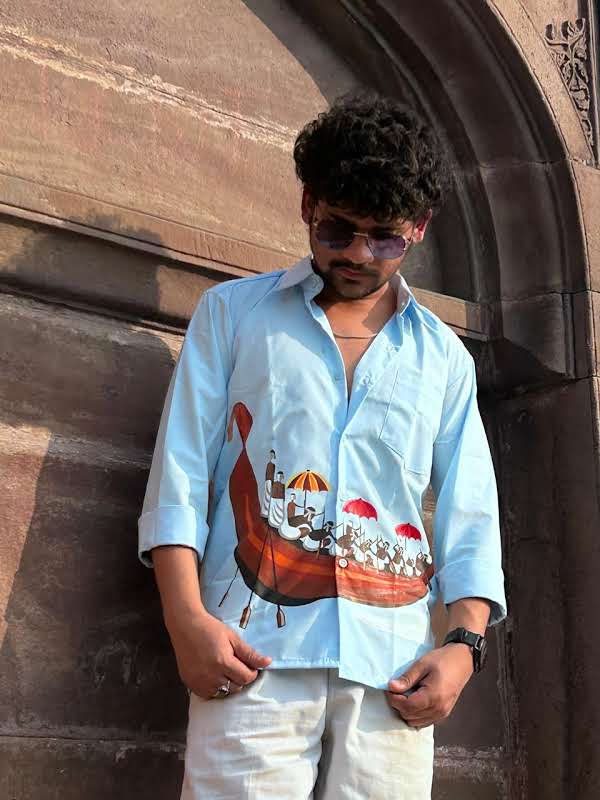 Traditional Boat Art Motif Printed Shirt - Image 4
