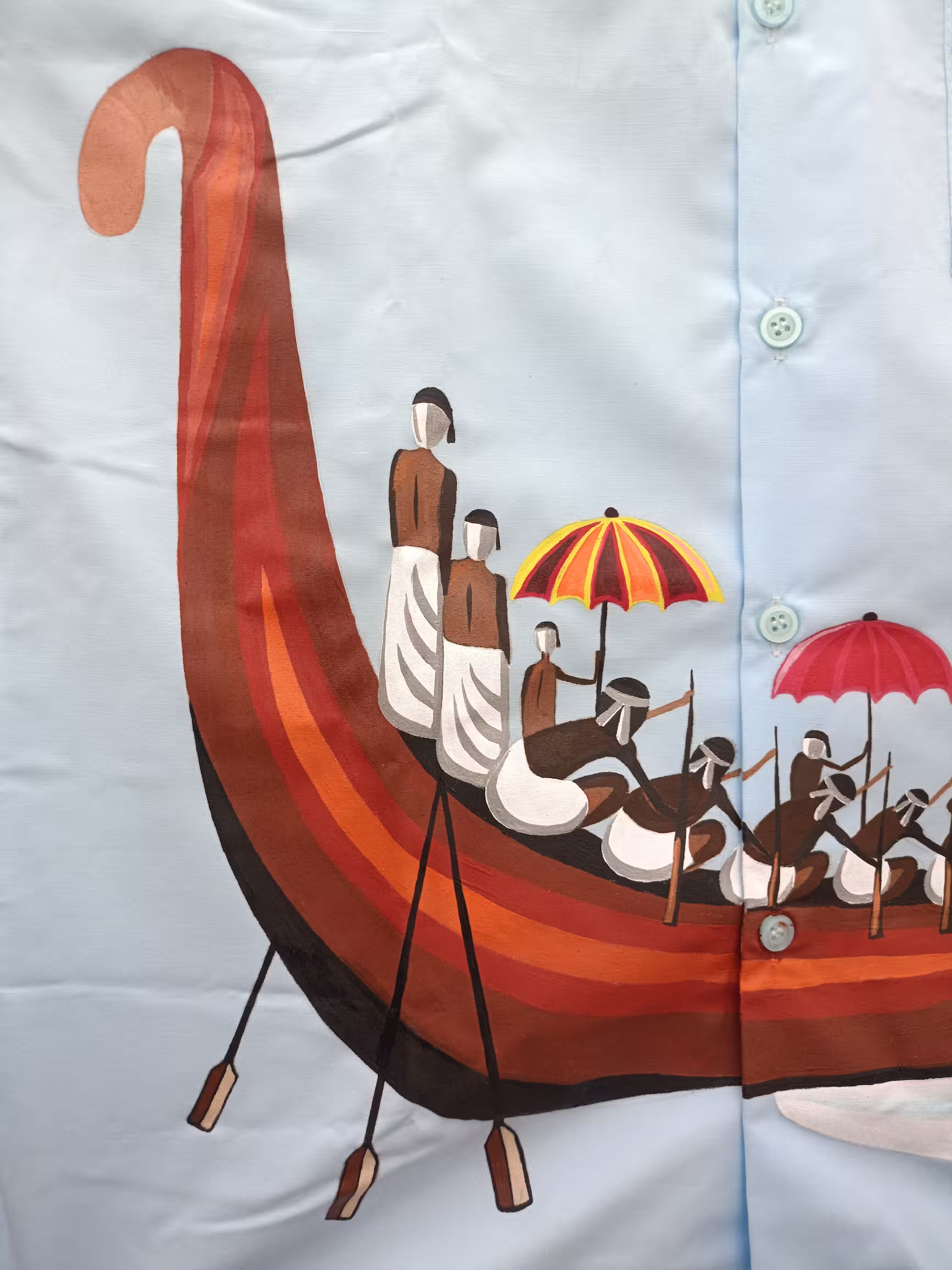 Traditional Boat Art Motif Printed Shirt