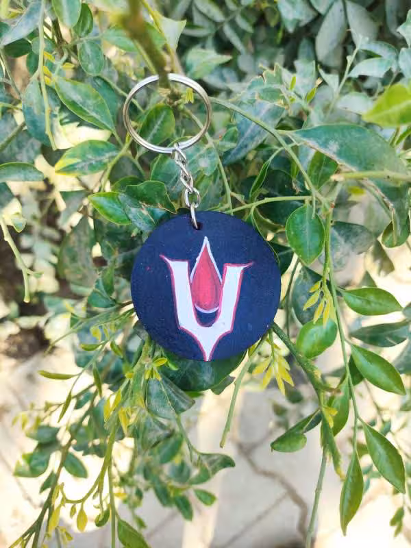 Trishul Symbol Hand-Painted Keychain