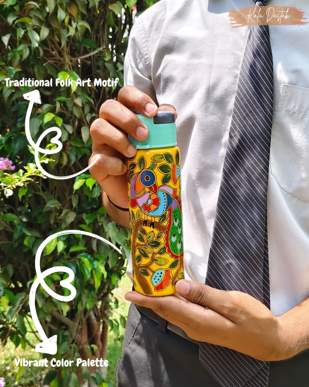 Hand-Painted Yellow Art Bottle